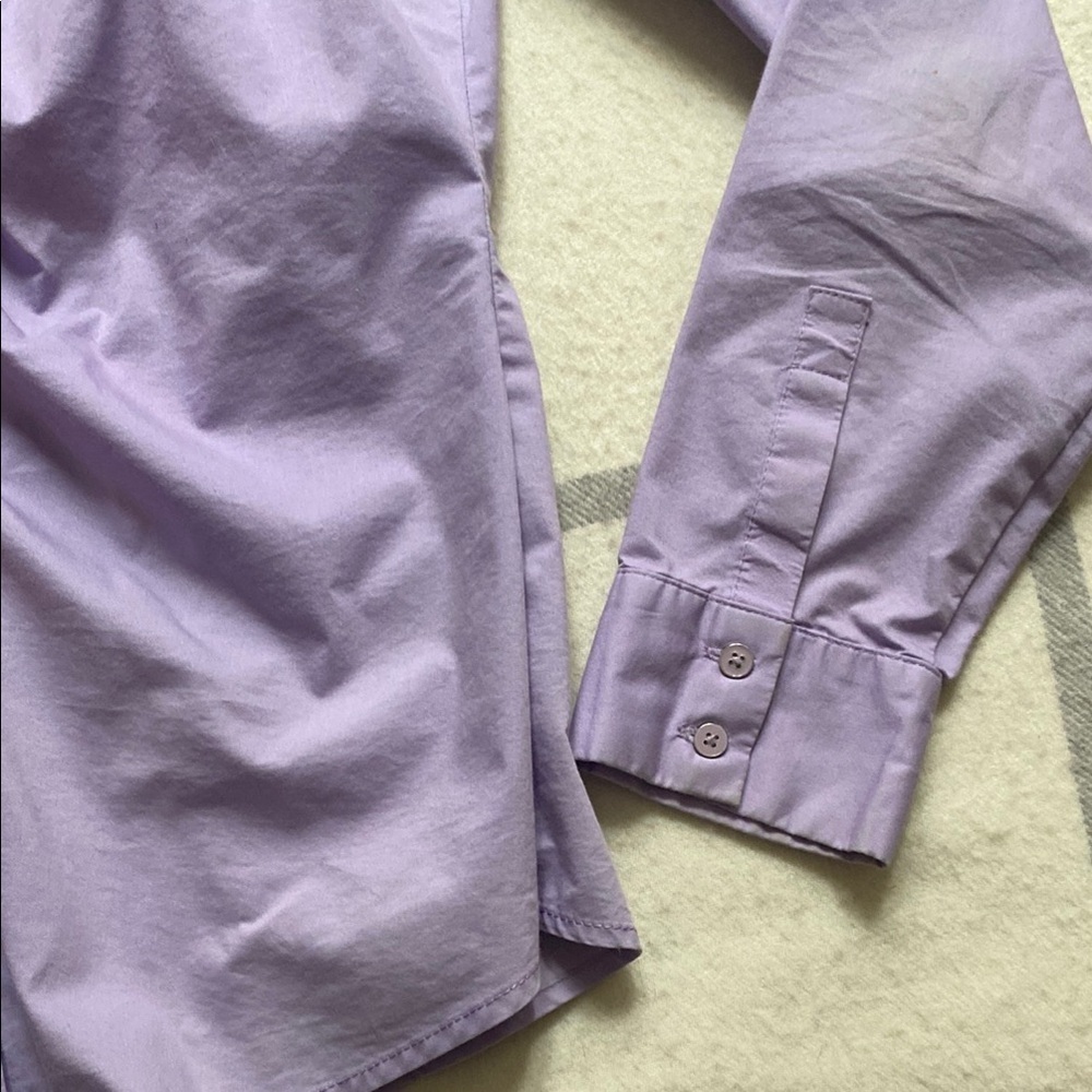 NY&Co Lavender Ruched-Front Long Sleeve Shirt Women's Size Medium - Picture 8 of 13